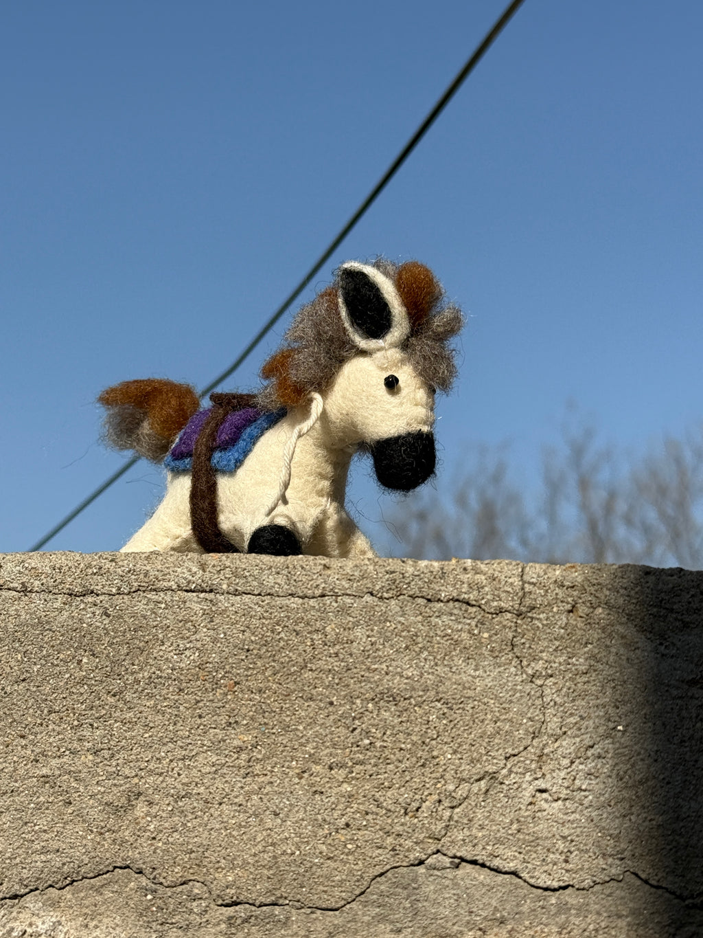 Felt Alpaca Bag Charm (Blue Blanket)