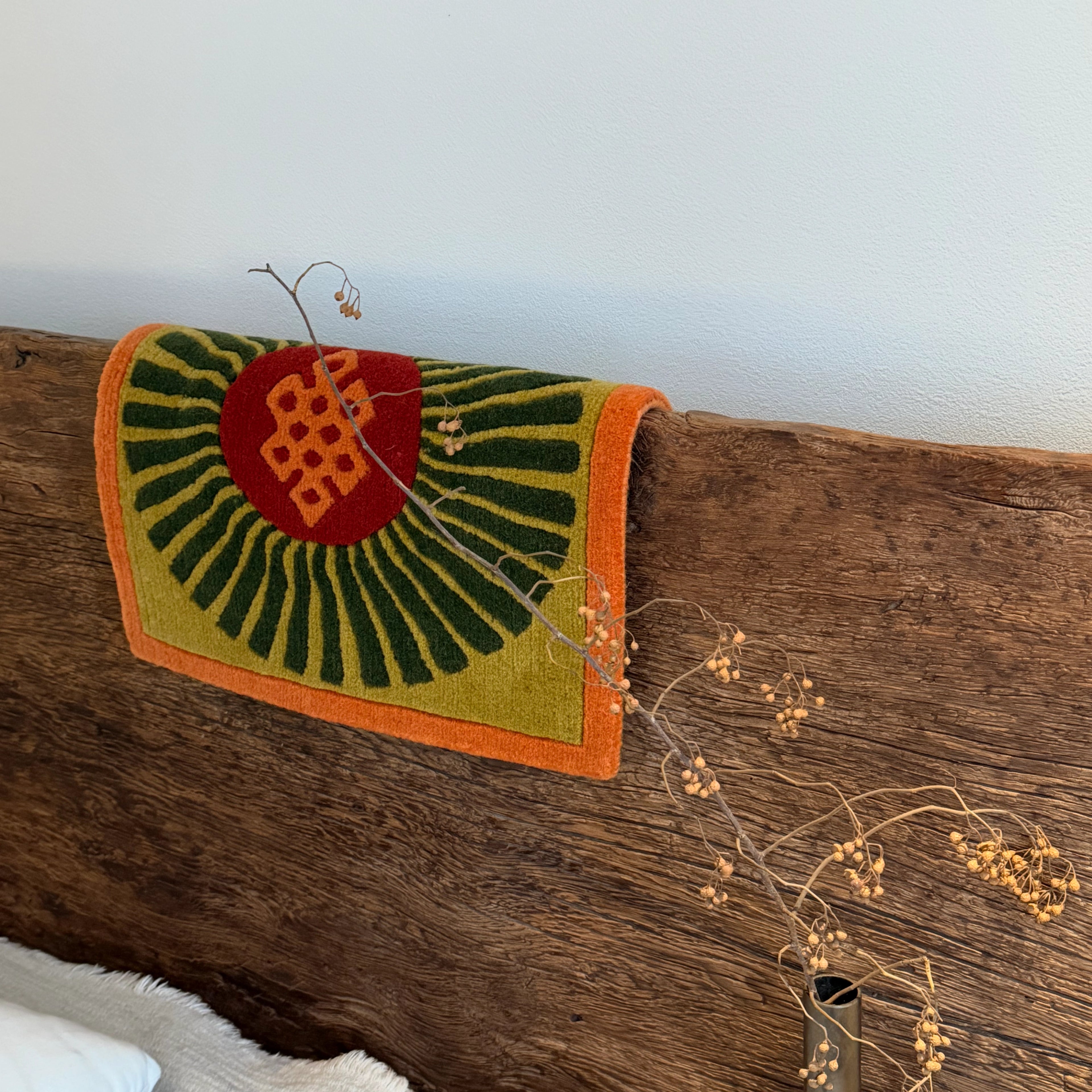 Radiant Endless Knot Tibetan Wool Mat Handwoven Using Intangible Cultural Heritage Techniques