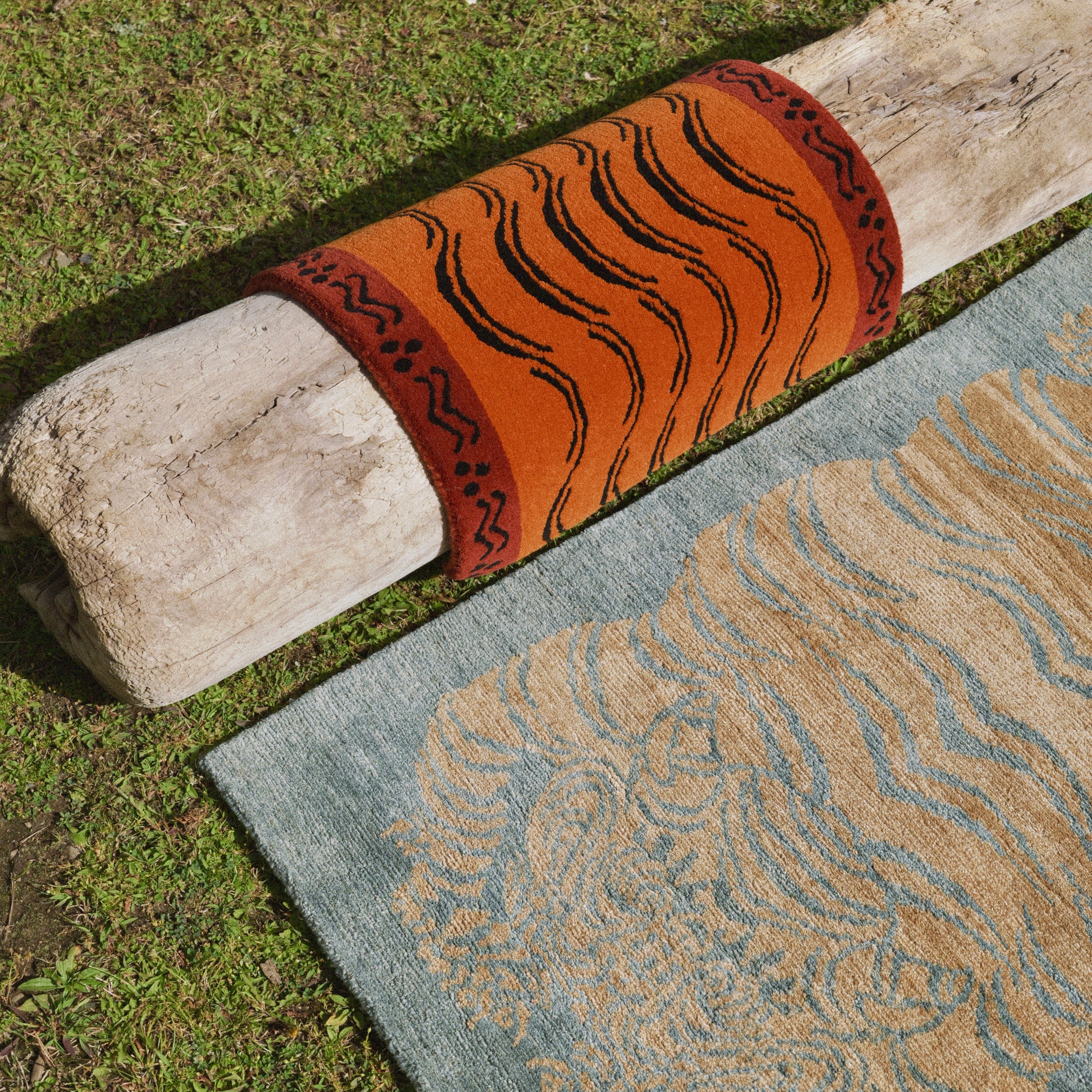 Classic Cross Pattern Tibetan Handwoven Wool Mat Crafted with Intangible Cultural Heritage Weaving Techniques