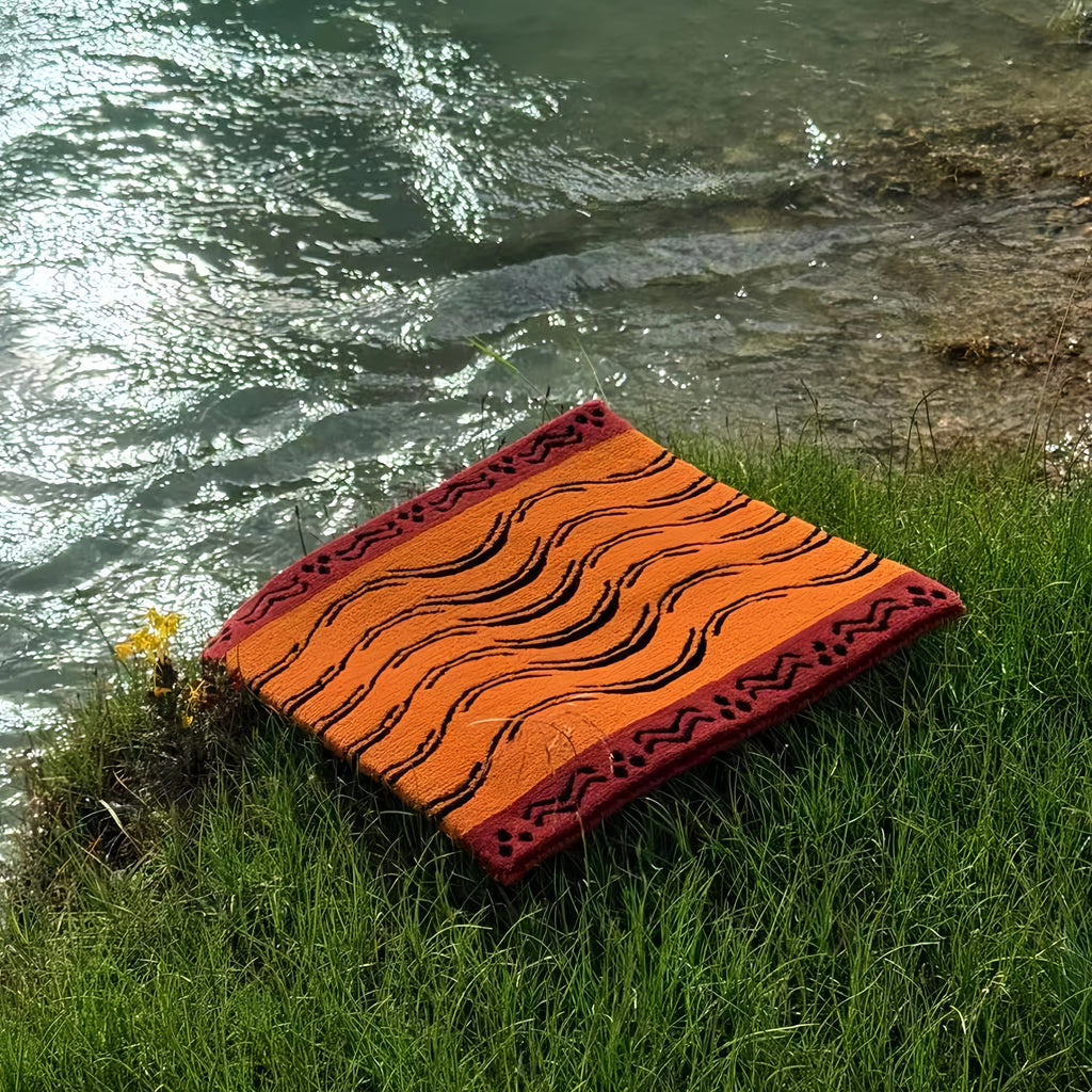 Classic Cross Pattern Tibetan Handwoven Wool Mat Crafted with Intangible Cultural Heritage Weaving Techniques