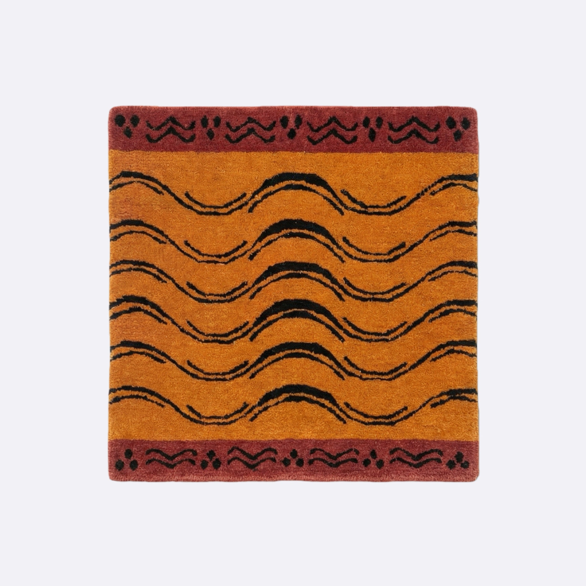 Classic Cross Pattern Tibetan Handwoven Wool Mat Crafted with Intangible Cultural Heritage Weaving Techniques
