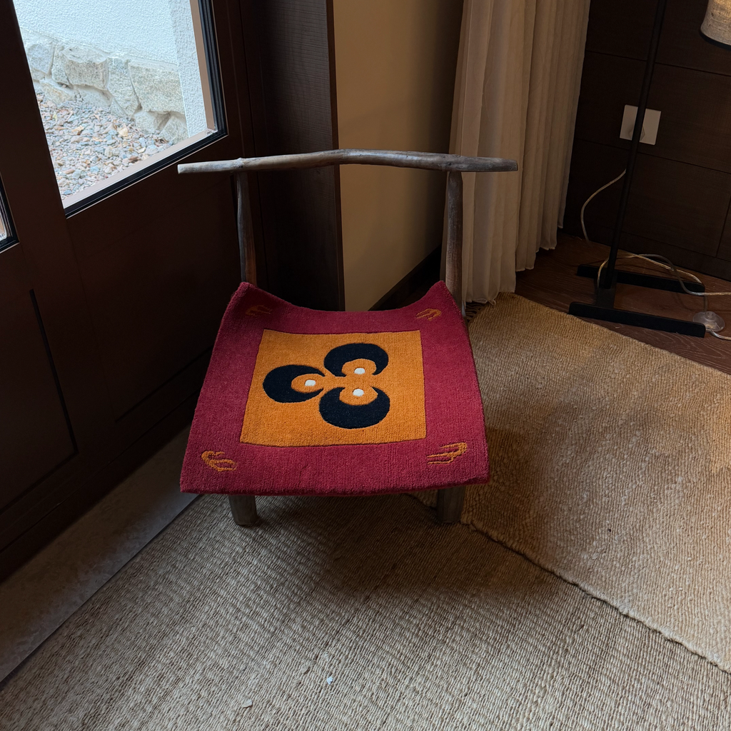 Sun Moon Fire Tibetan Symbol Wool Mat Crafted with Intangible Cultural Heritage Weaving Art