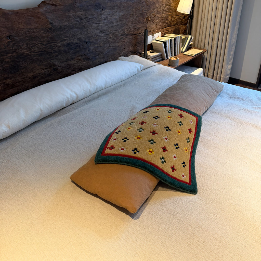 Classic Cross Pattern Tibetan Handwoven Wool Mat Crafted with Intangible Cultural Heritage Weaving Techniques