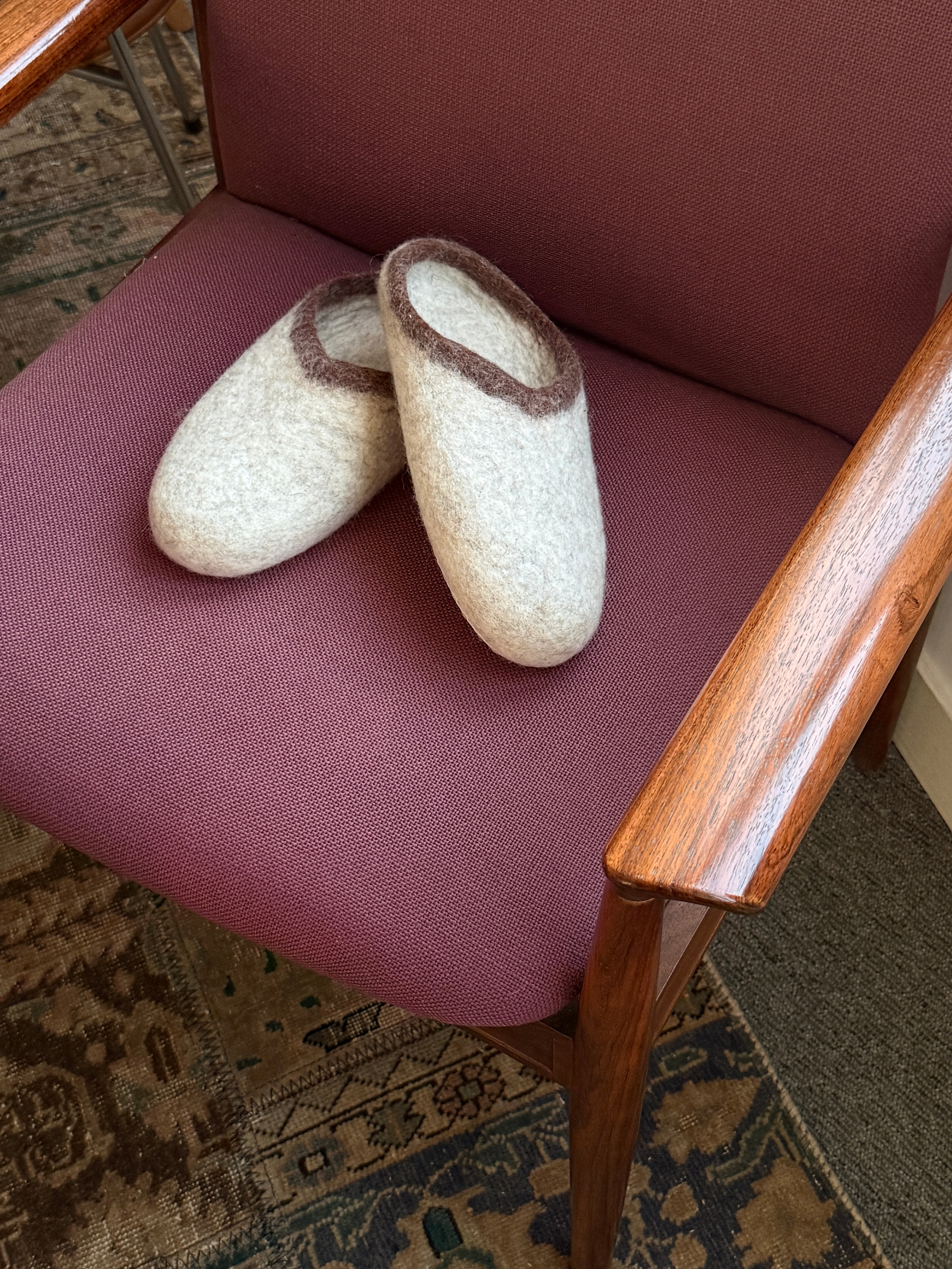 Handmade Himalayan yak wool slippers — lifestyle image